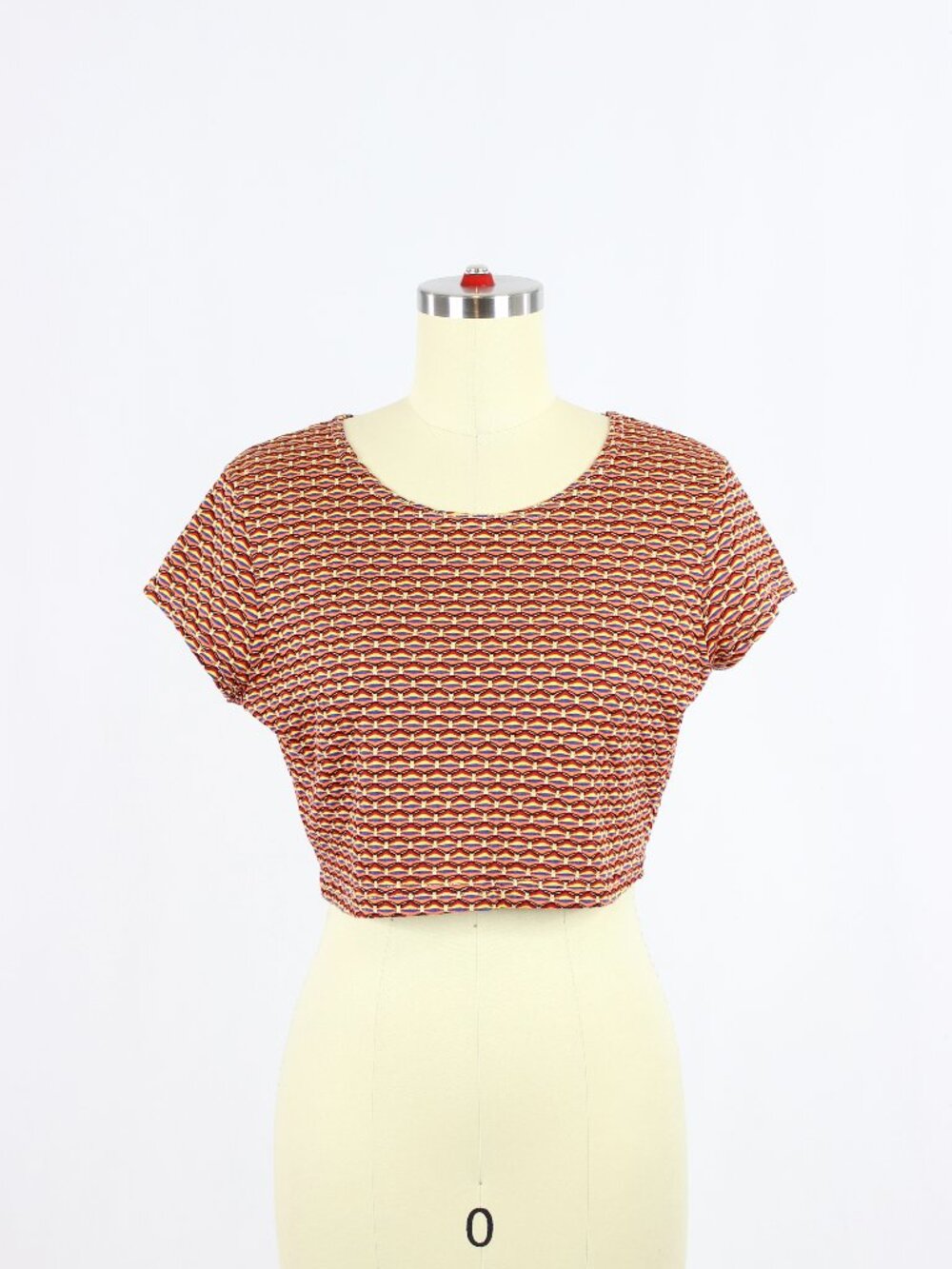 Vintage 00's LE CHATEAU Y2K Rainbow Knit Cap Sleeve Cropped Baby Tee, Size M